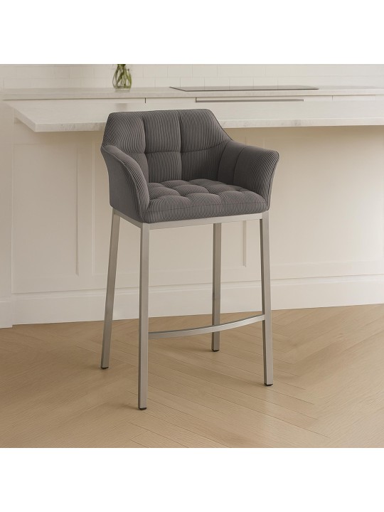 Barstol Damaso E Cord med 4 fods stel, taupe