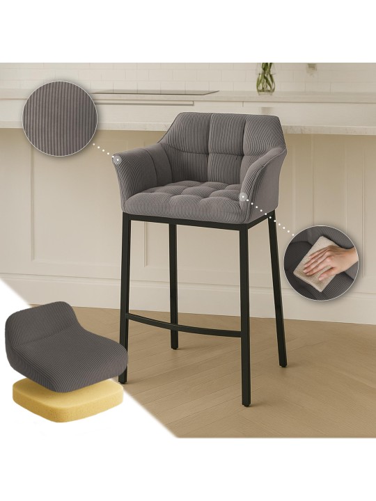 Barstol Damaso B Cord med 4 fods stel, taupe