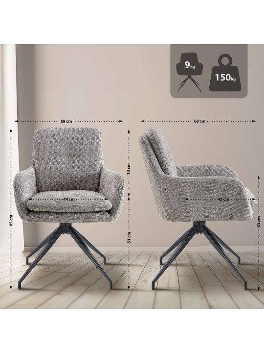 Sæt med 2 spisestuestole Pickett stof, taupe