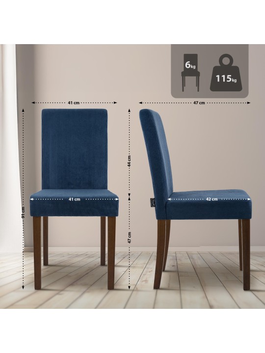 Spisestuestol Ina Cord antik mørk, blå