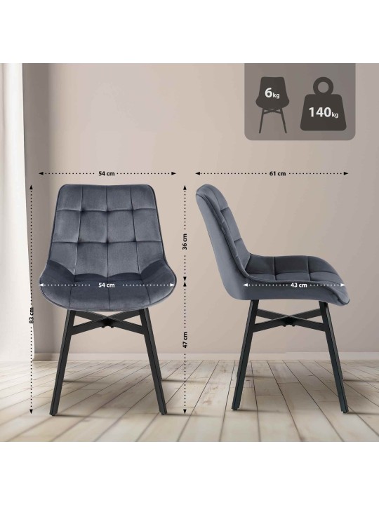 Stol Colby Velvet, mørkegrå Stol Colby Velvet, mørkegrå