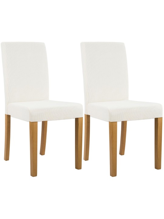 Sæt med 2 spisestuestole Ina Cord antik lys, creme
