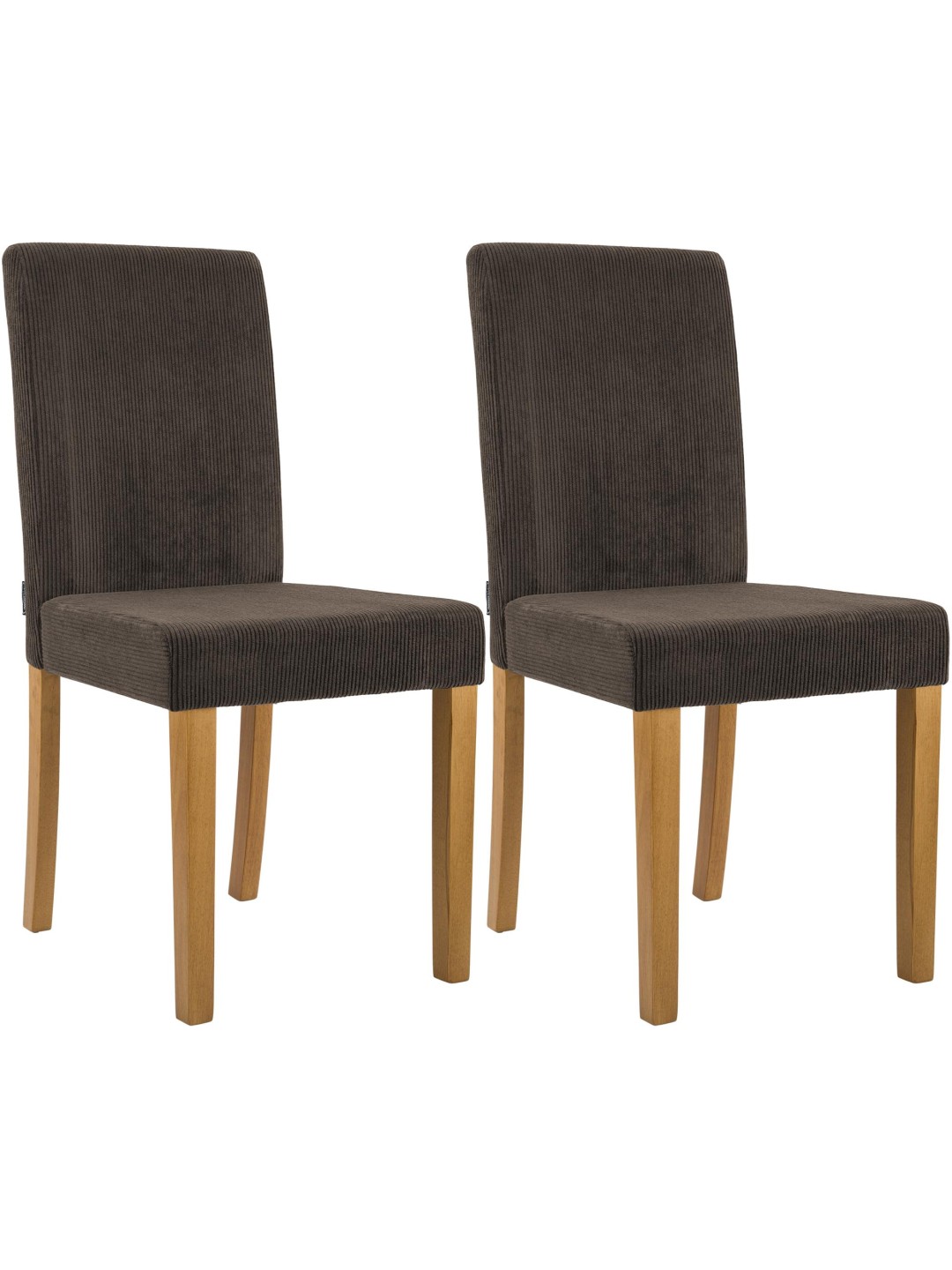 Sæt med 2 spisestuestole Ina Cord antik lys, brun