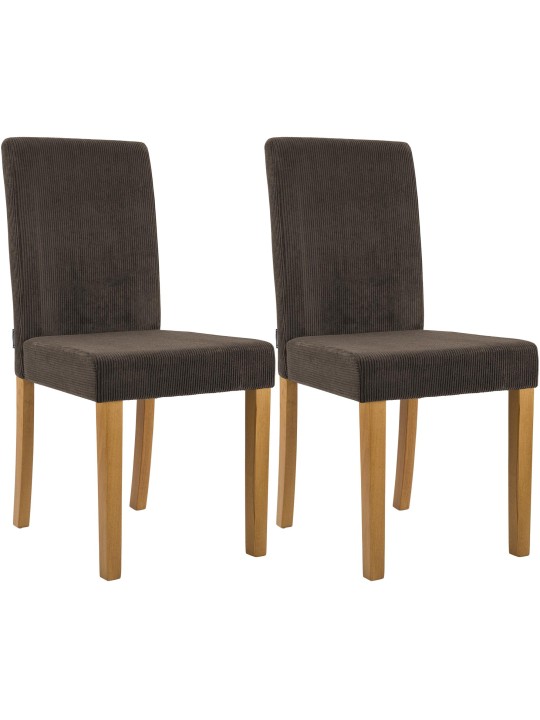 Sæt med 2 spisestuestole Ina Cord antik lys, brun