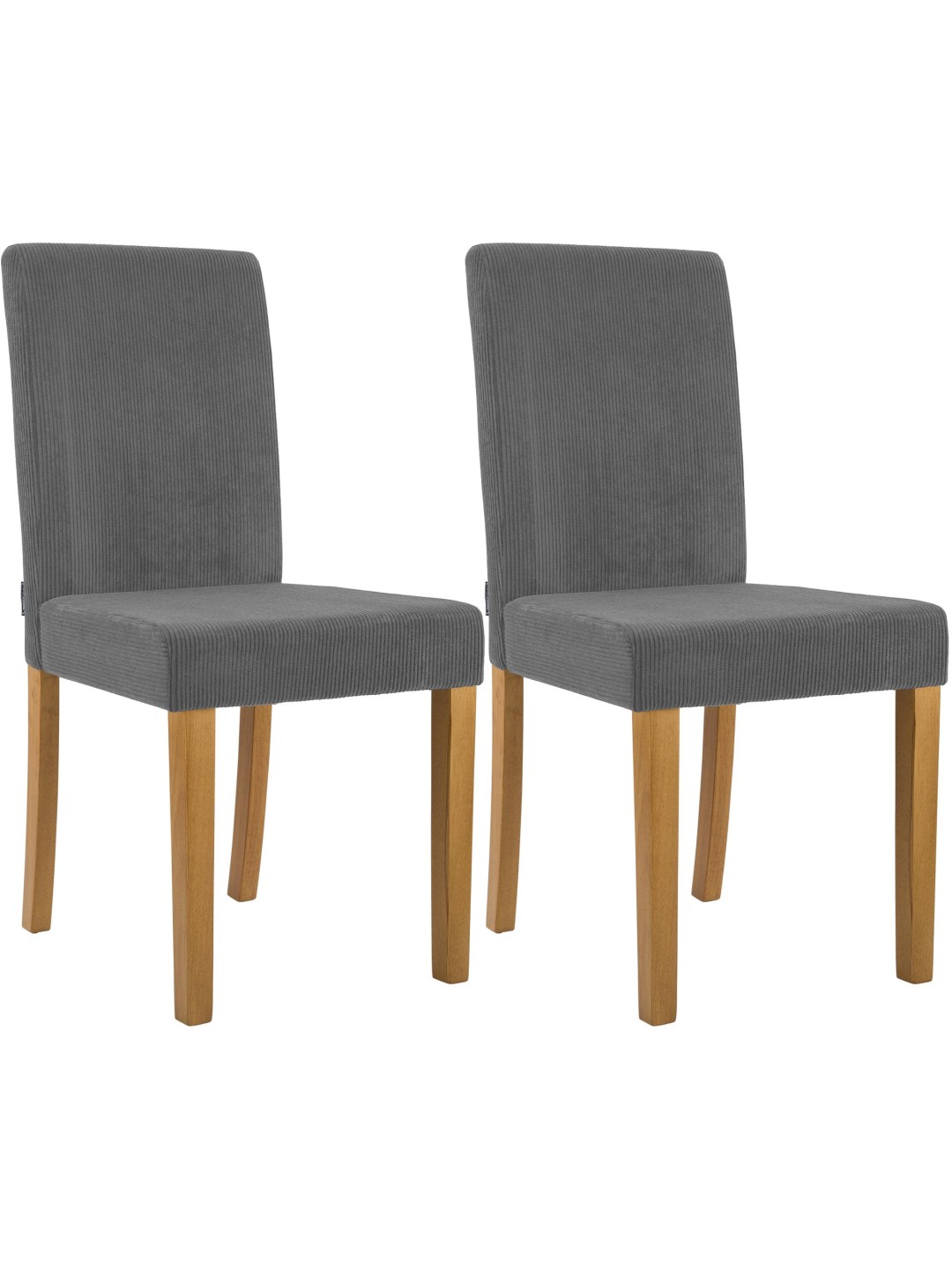 Sæt med 2 spisestuestole Ina Cord antik lys, grå