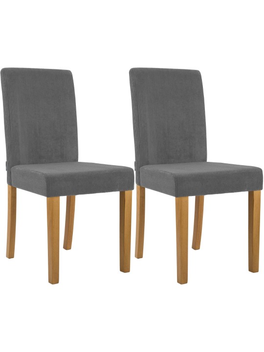 Sæt med 2 spisestuestole Ina Cord antik lys, grå
