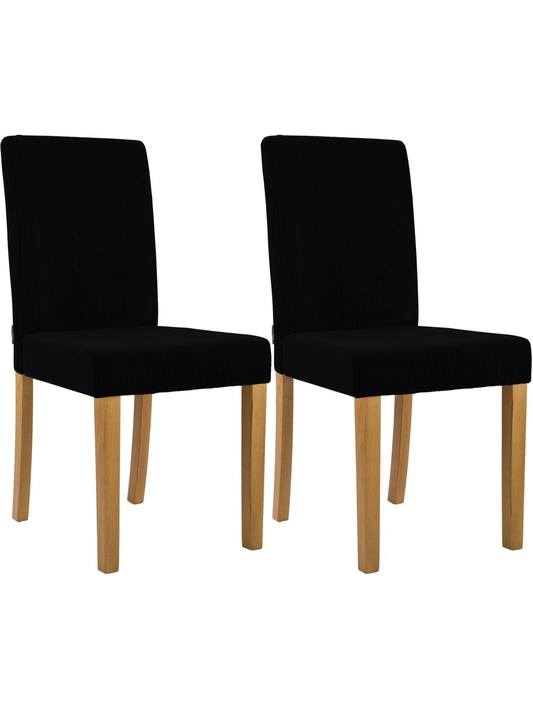 Sæt med 2 spisestuestole Ina Cord antik lys, sort