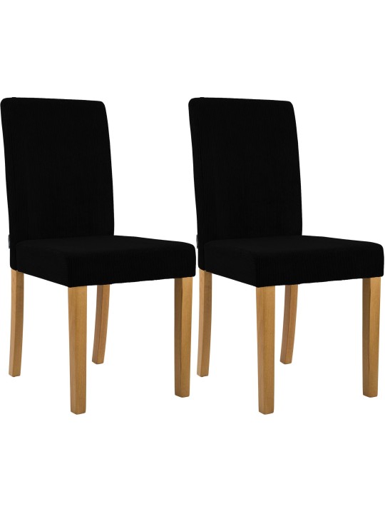 Sæt med 2 spisestuestole Ina Cord antik lys, sort