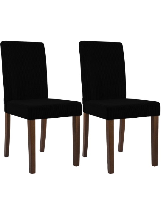 Sæt med 2 spisestuestole Ina Cord antik mørk, sort