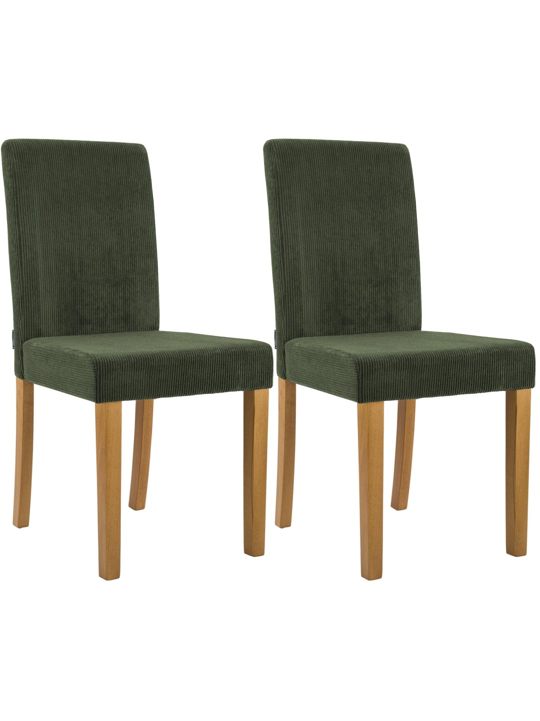 Sæt med 2 spisestuestole Ina Cord antik lys, grøn