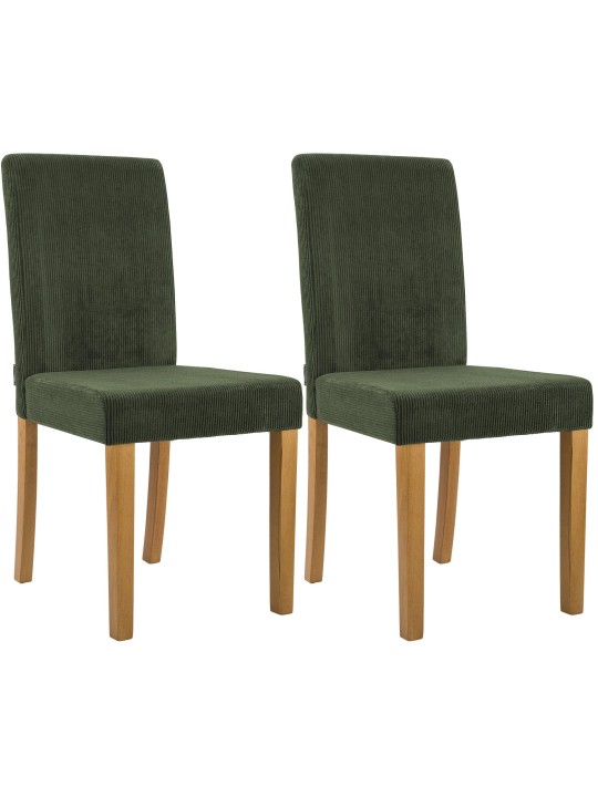 Sæt med 2 spisestuestole Ina Cord antik lys, grøn