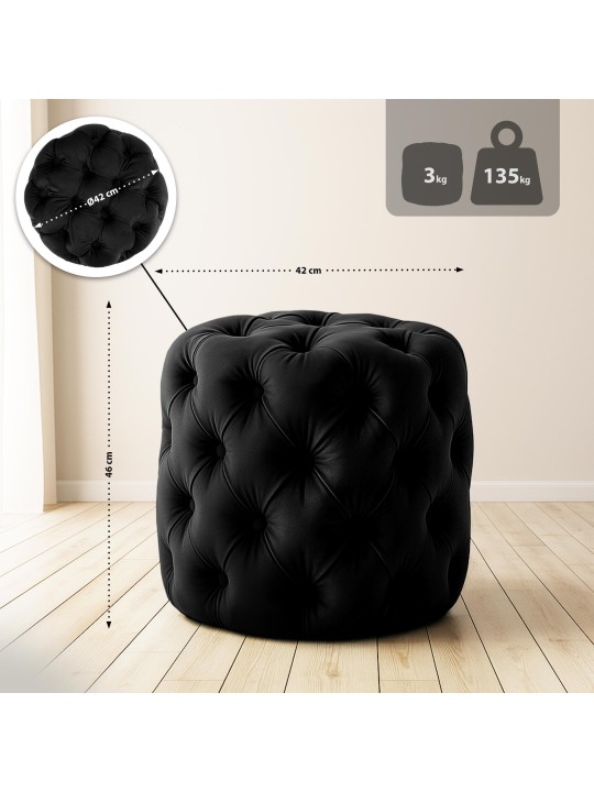 Taburet Drancy Velvet M, sort Taburet Drancy Velvet M, sort