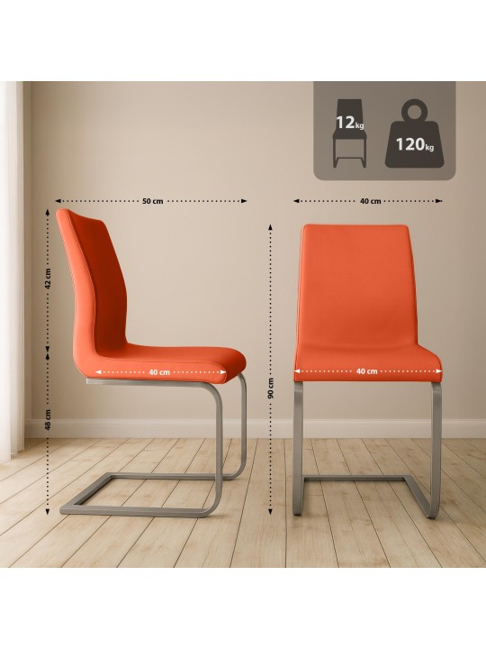 Sæt med 2 Belfort spisestuestole, orange