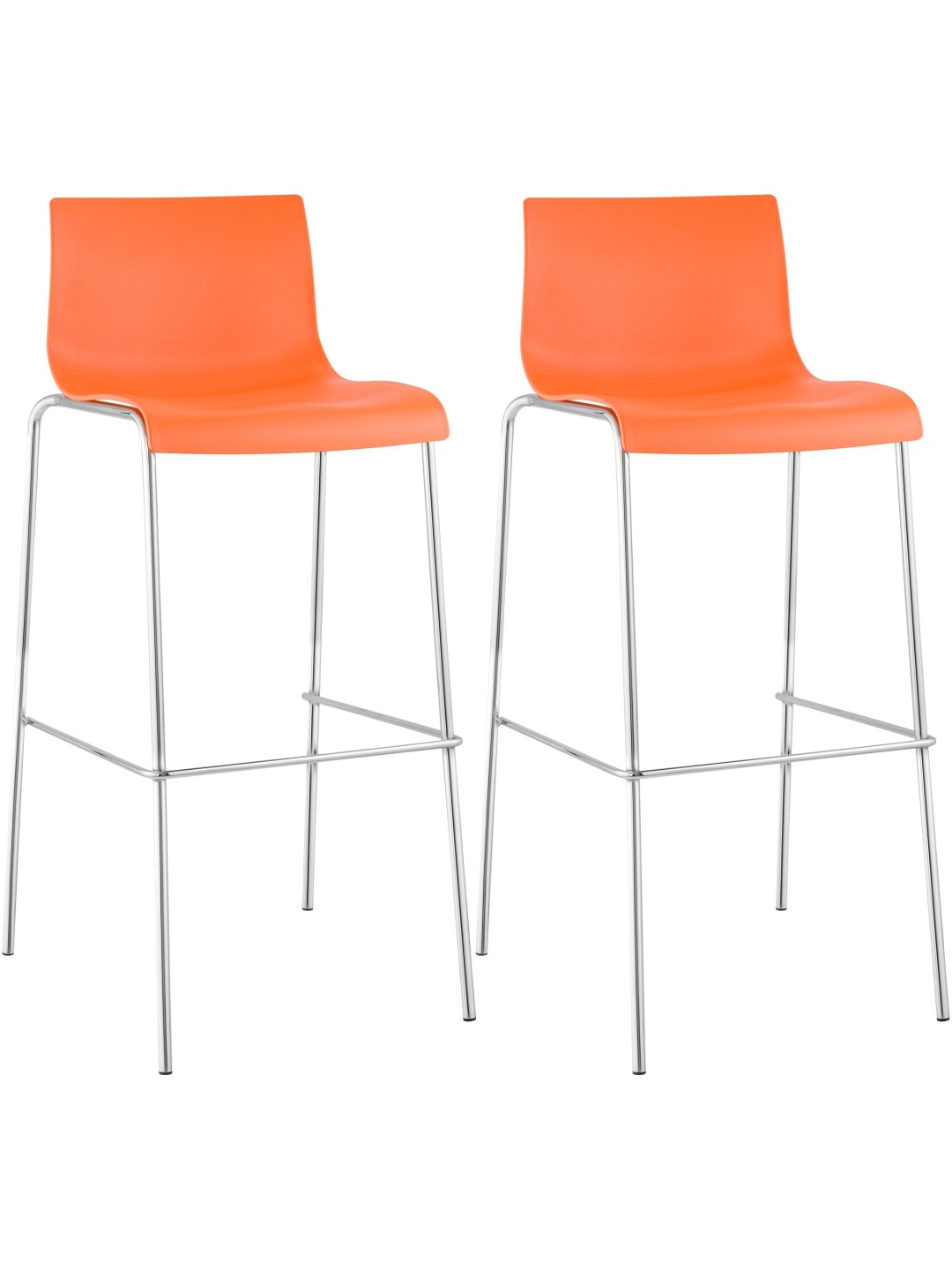 Sæt med 2 barstole Hoover plastik 4-fods stel krom, orange