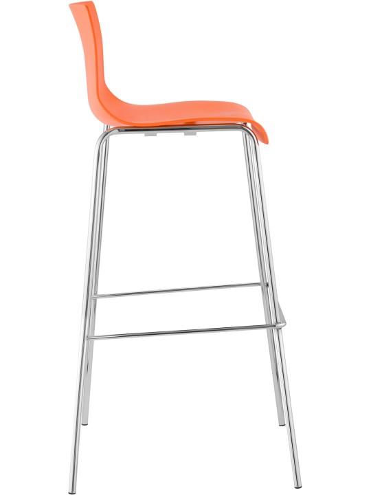 Sæt med 2 barstole Hoover plastik 4-fods stel krom, orange Sæt med 2 barstole Hoover plastik 4-fods stel krom, orange