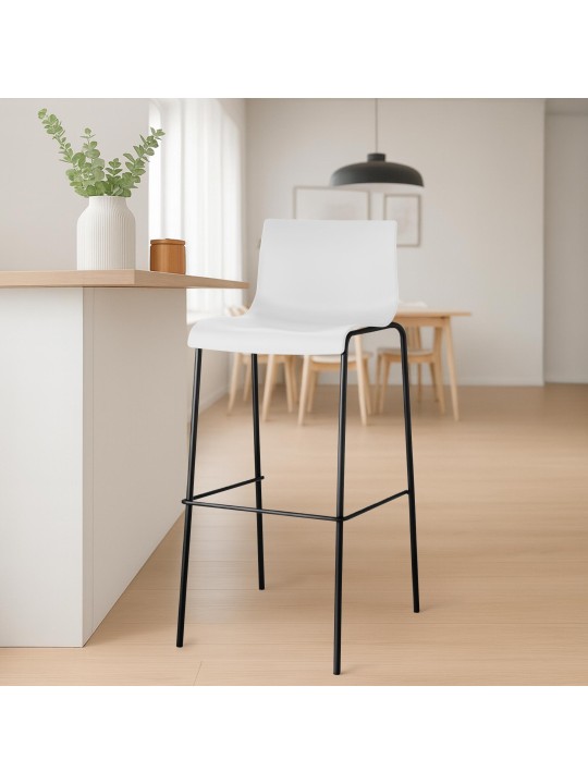 Sæt med 2 barstole Hoover plast 4-fods stel, hvid Sæt med 2 barstole Hoover plast 4-fods stel, hvid