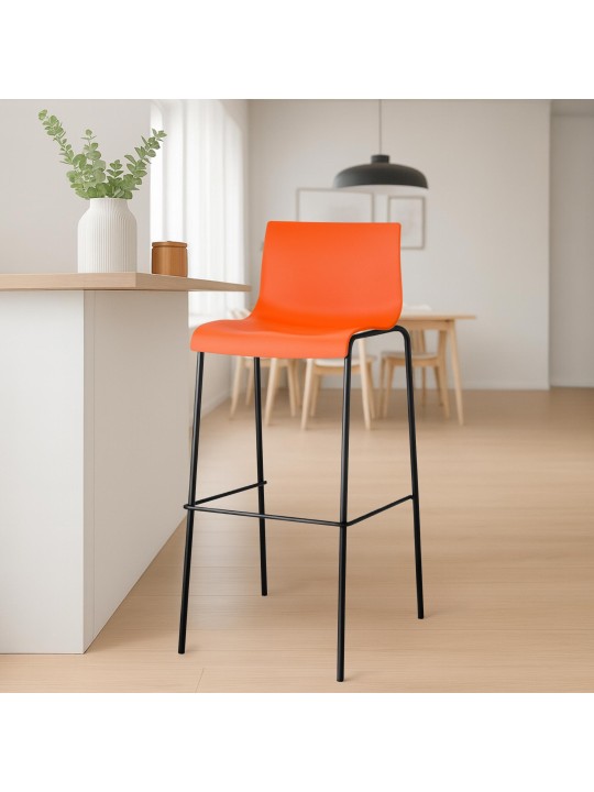 Sæt med 2 barstole Hoover plast 4-fods stel, orange Sæt med 2 barstole Hoover plast 4-fods stel, orange