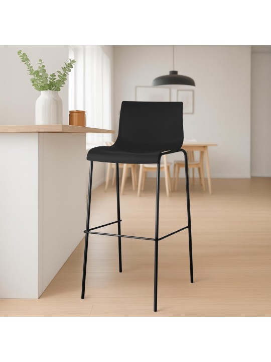 Sæt med 2 barstole Hoover plast 4-fods stel, sort Sæt med 2 barstole Hoover plast 4-fods stel, sort