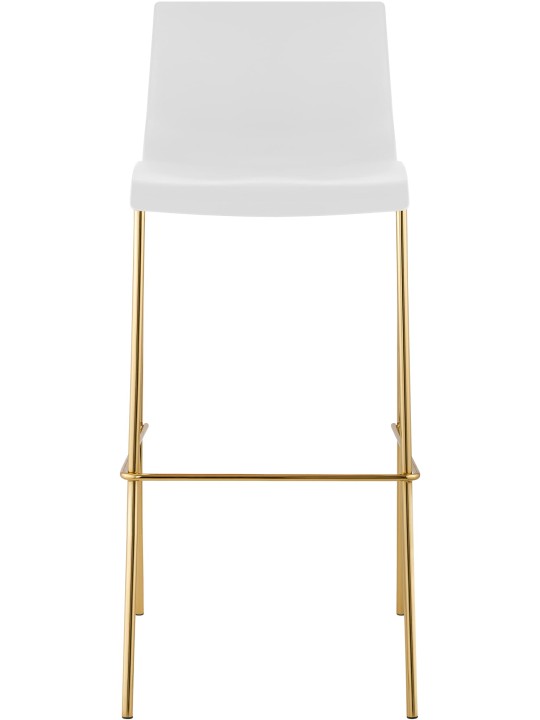 Sæt med 2 barstole Hoover plastik 4-fods guld, hvid Sæt med 2 barstole Hoover plastik 4-fods guld, hvid