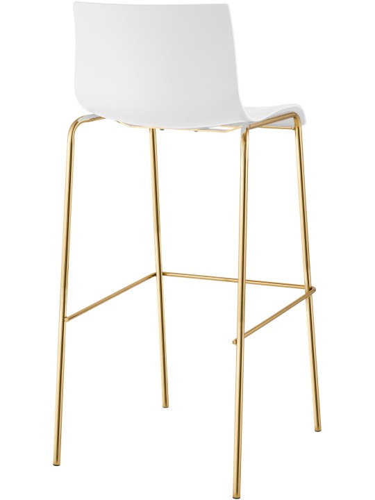 Sæt med 2 barstole Hoover plastik 4-fods guld, hvid Sæt med 2 barstole Hoover plastik 4-fods guld, hvid