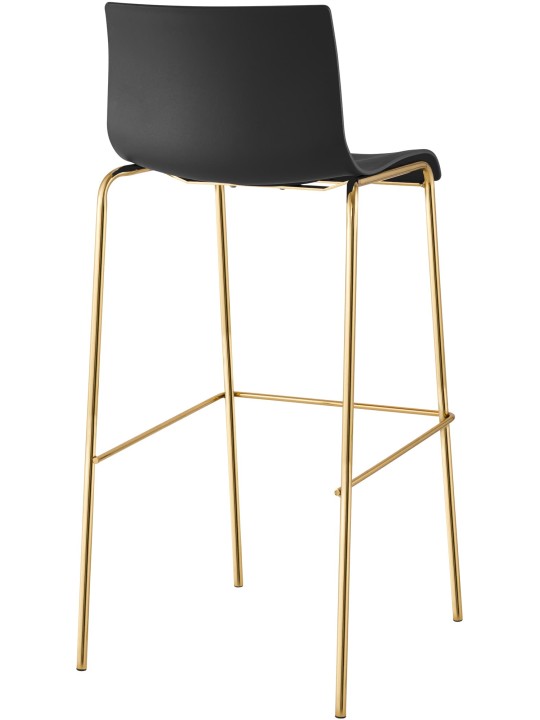 Sæt med 2 barstole Hoover plastik 4-fods guld, sort Sæt med 2 barstole Hoover plastik 4-fods guld, sort