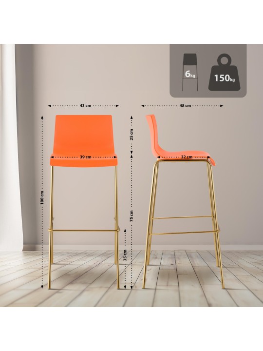 Barstol Hoover plast 4-fods guld, orange Barstol Hoover plast 4-fods guld, orange