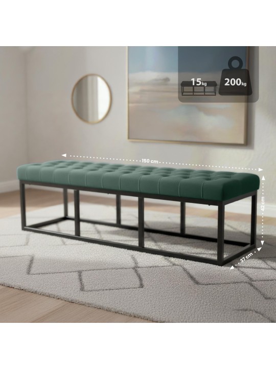 Bænk Polson fløjl 150 cm, grøn Bænk Polson fløjl 150 cm, grøn