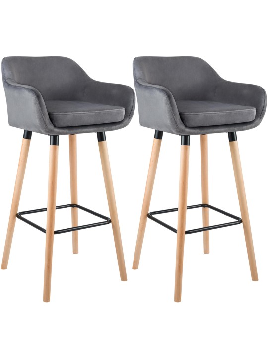 Sæt med 2 barstole Grant velvet, grå Sæt med 2 barstole Grant velvet, grå