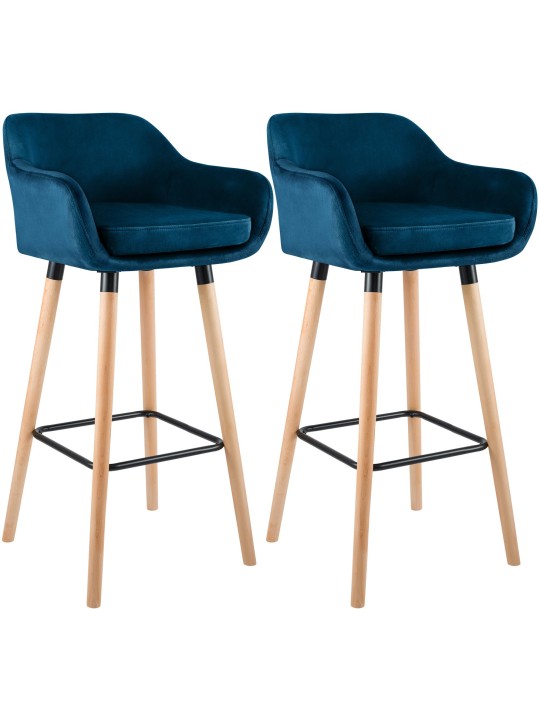 Sæt med 2 barstole Grant velvet, blå Sæt med 2 barstole Grant velvet, blå