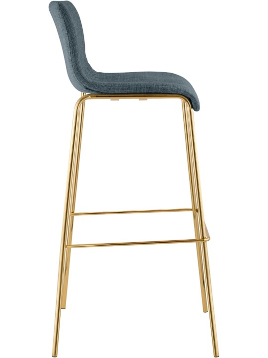 Barstol Hoover stof 4-fods guld, blå