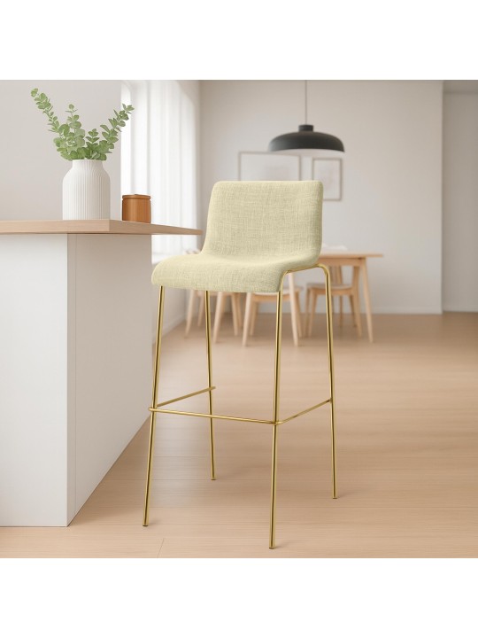 Barstol Hoover stof 4-fods guld, creme