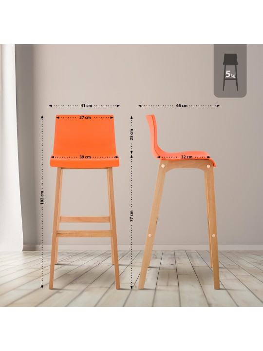 Barstol Hoover Natura 4-fods stel, orange Barstol Hoover Natura 4-fods stel, orange
