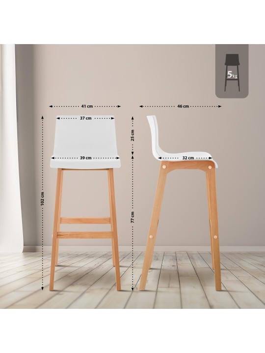 Sæt med 2 barstole Hoover Natura, hvid Sæt med 2 barstole Hoover Natura, hvid