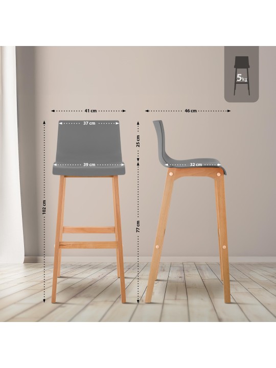 Sæt med 2 barstole Hoover Natura, grå Sæt med 2 barstole Hoover Natura, grå