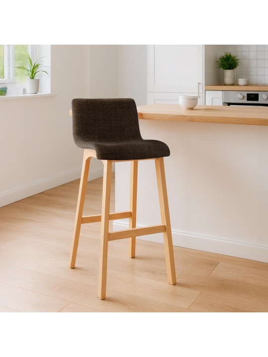 Sæt med 2 barstole Hoover stof Natura, brun