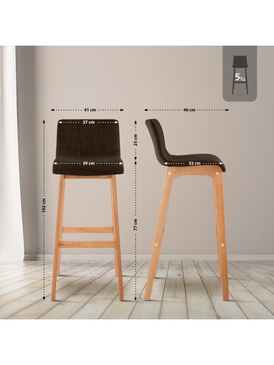 Sæt med 2 barstole Hoover stof Natura, brun