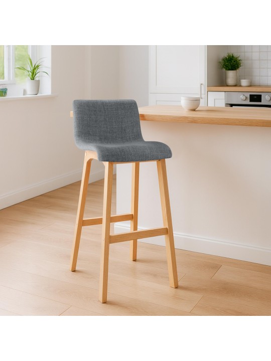 Sæt med 2 barstole Hoover stof Natura, lysegrå