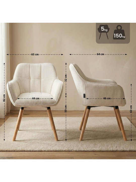 Spisestuestol Vienna Cord natura, creme Spisestuestol Vienna Cord natura, creme