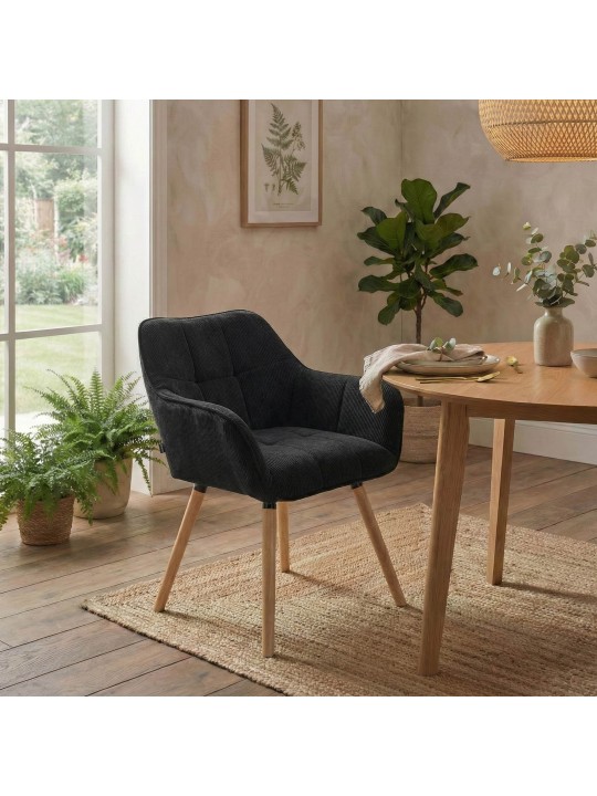Spisestuestol Vienna Cord natura, sort