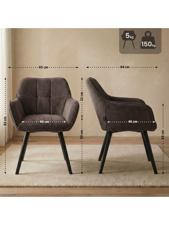 Vienna Cord spisestuestol, brun