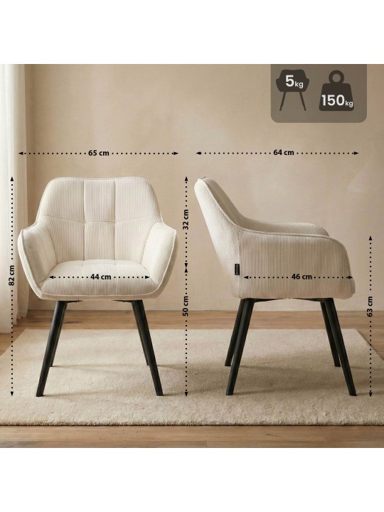 Vienna Cord spisestuestol, creme