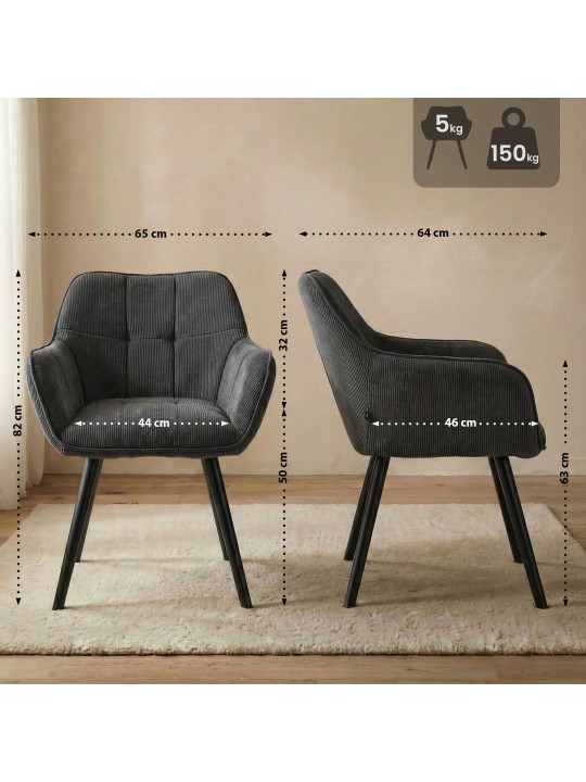 Vienna Cord spisestuestol, mørkegrå